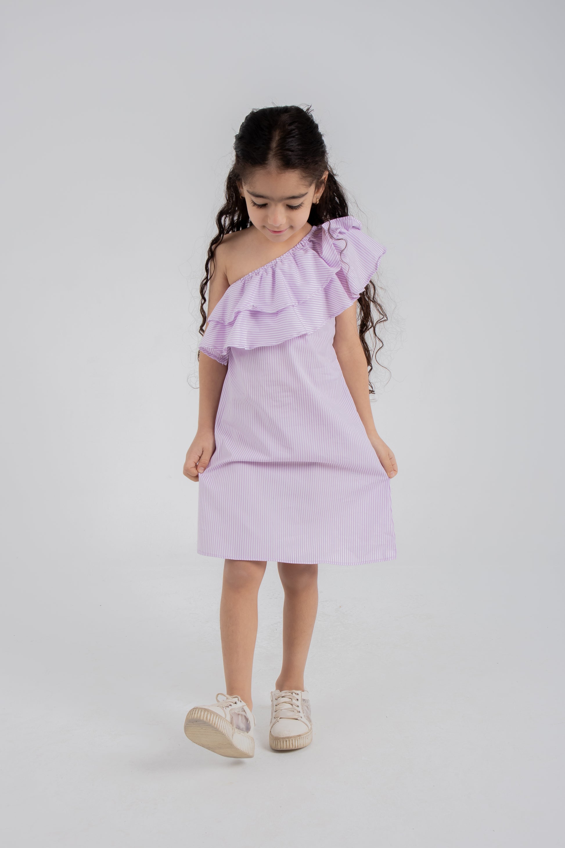 Rayé One-Shoulder Dress