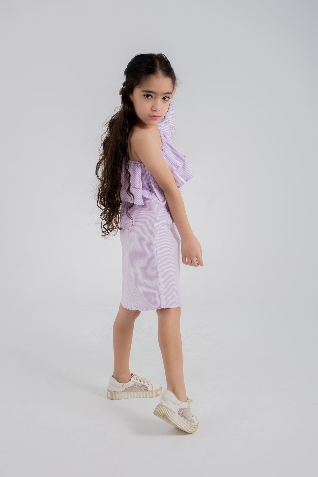 Rayé One-Shoulder Dress