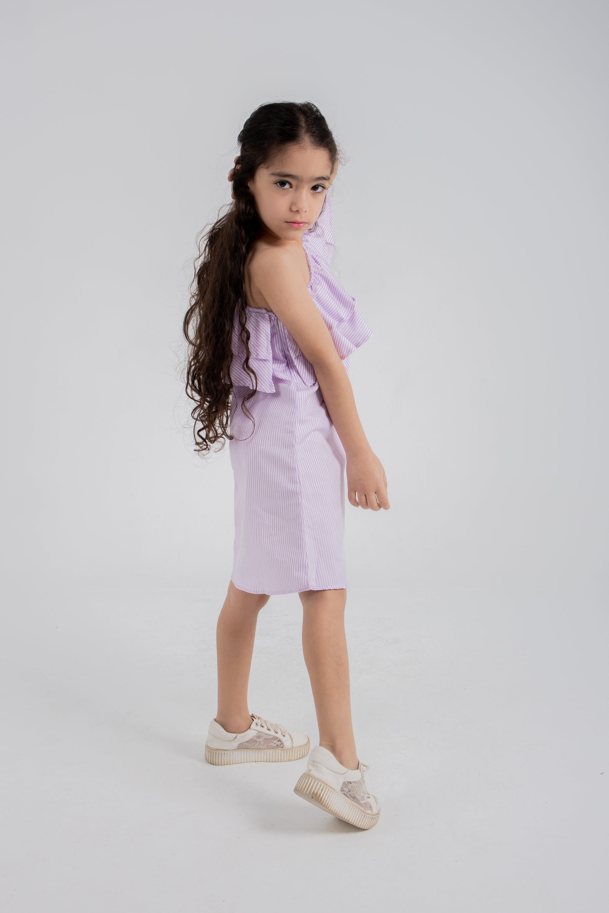 Rayé One-Shoulder Dress