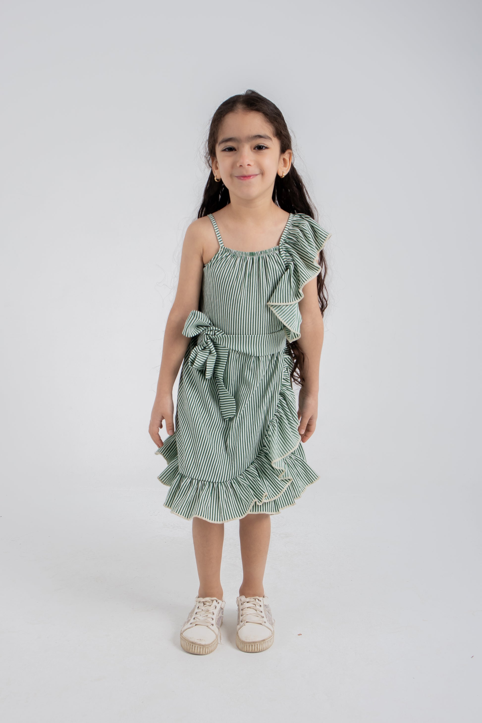 Green Raye Frilled Dress