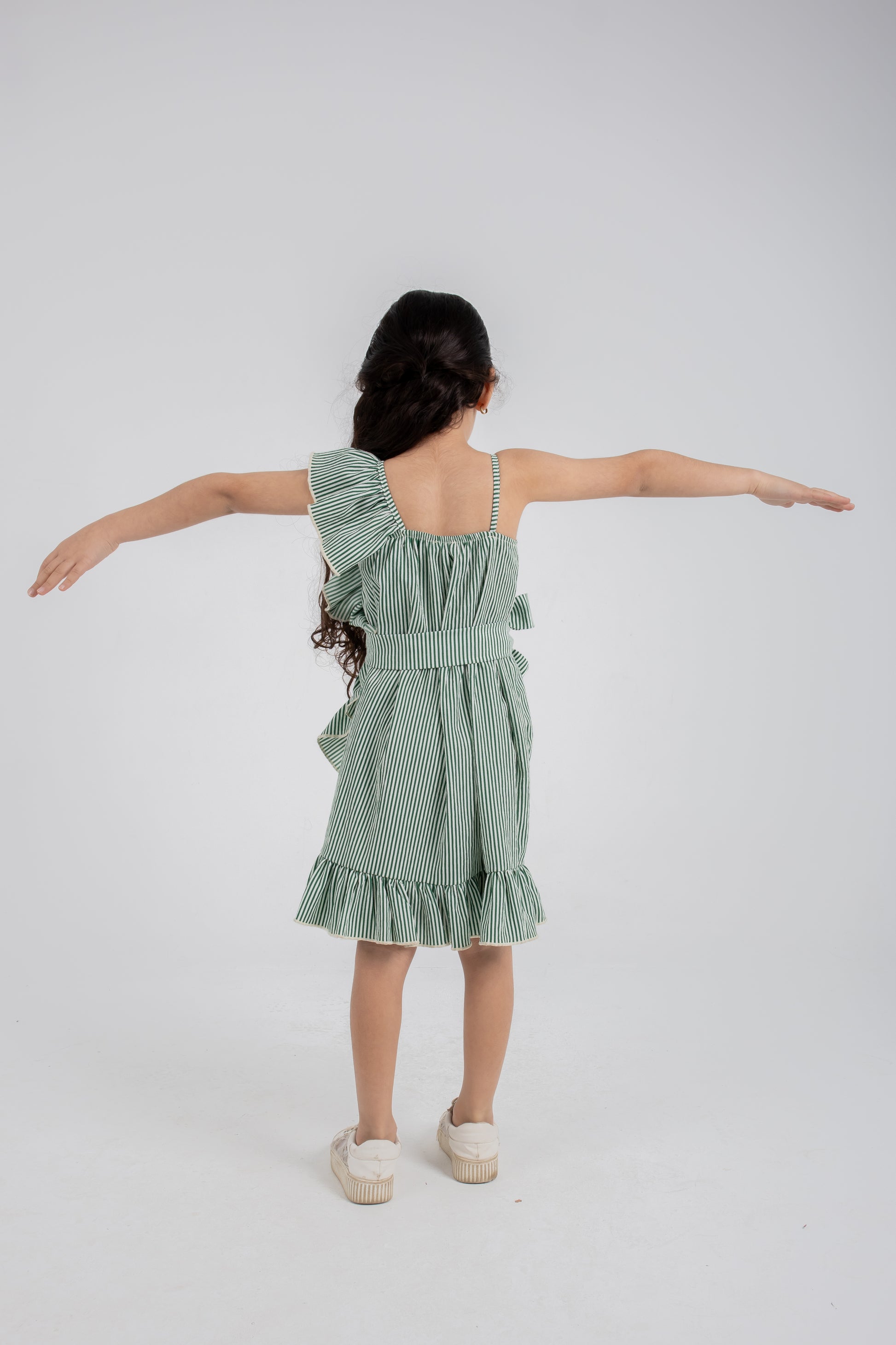 Green Raye Frilled Dress