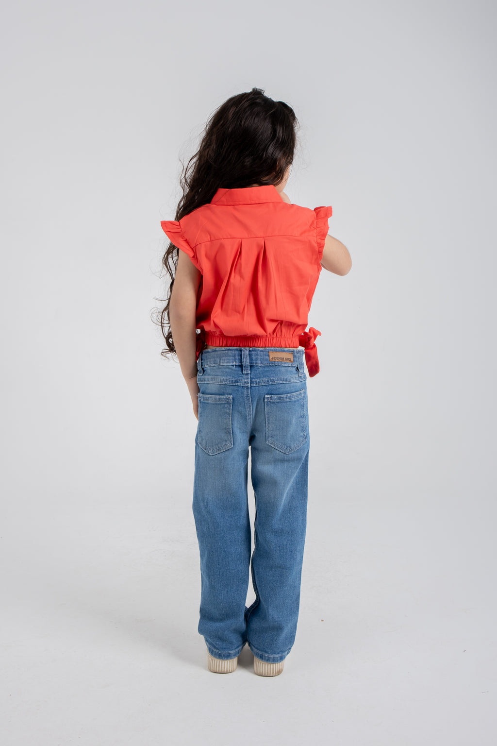Ruffle Cropped Shirt with Tie Waist