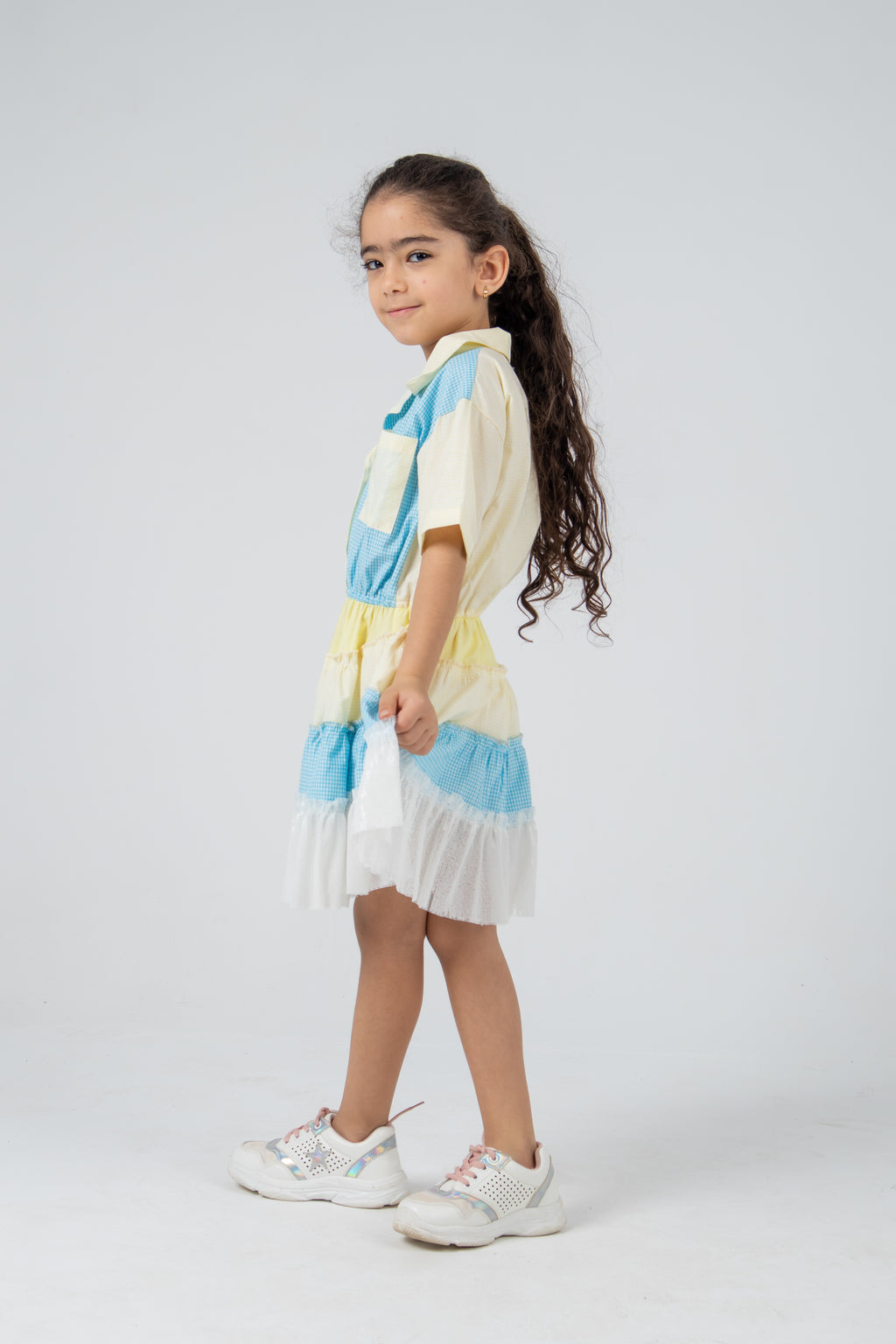 Layered Mixed-Fabric Dress