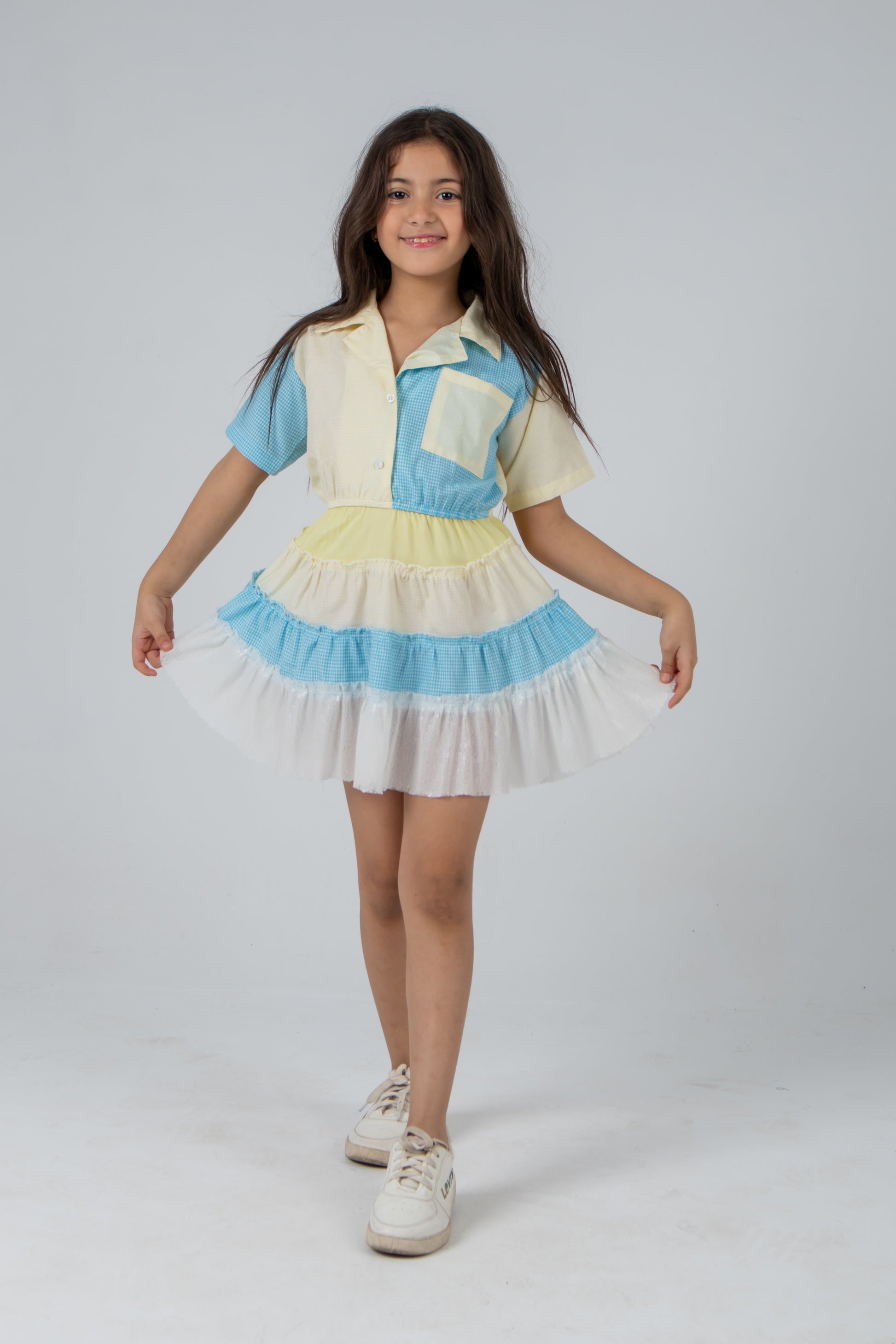 Layered Mixed-Fabric Dress