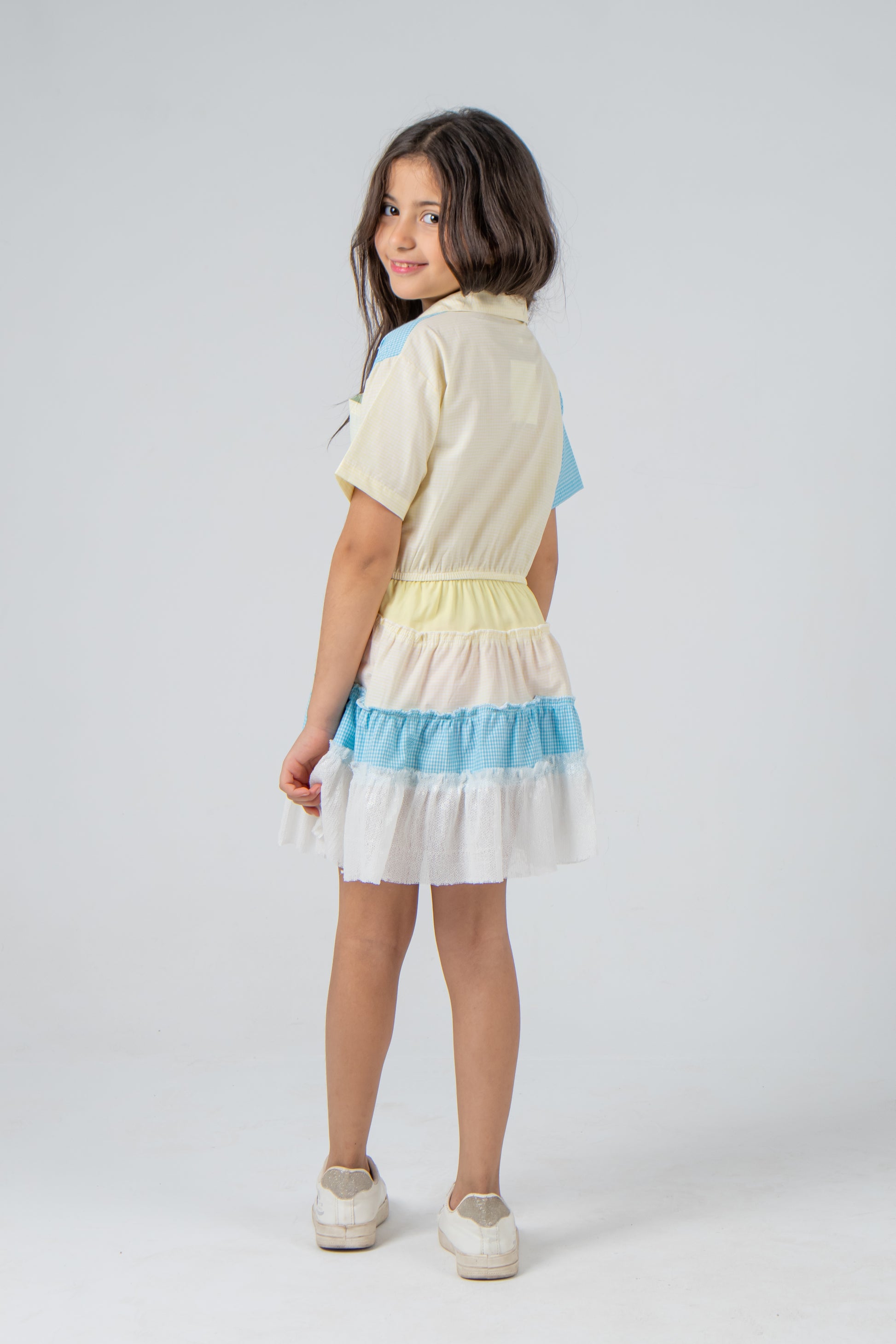 Layered Mixed-Fabric Dress