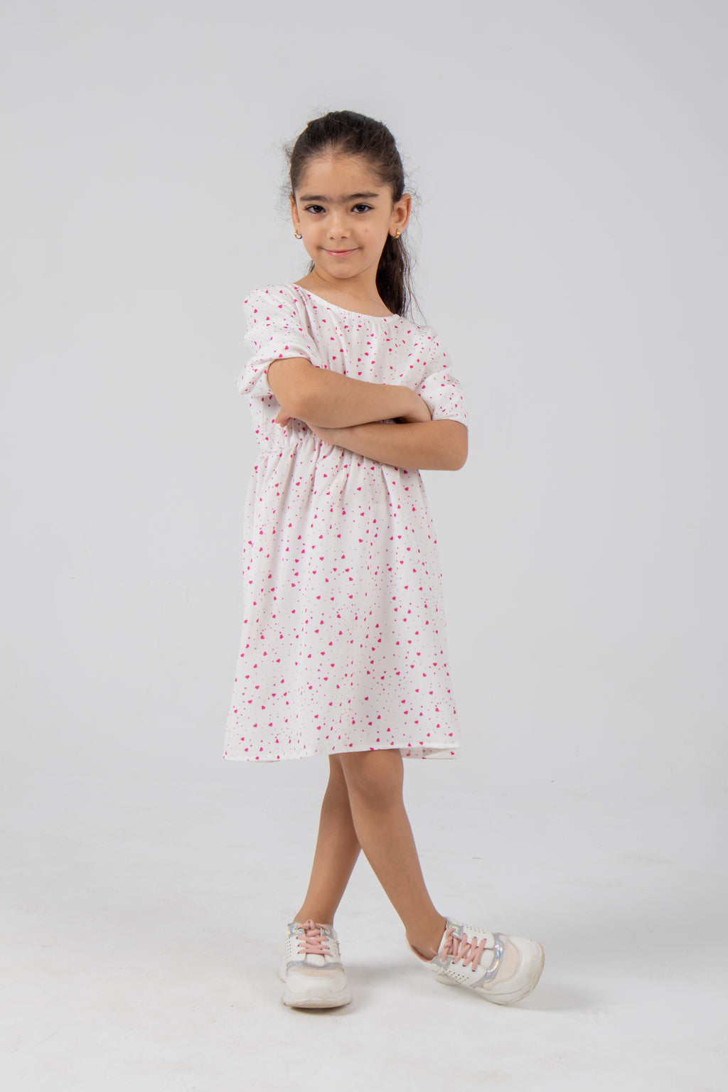 Heart Print Cross-Back Dress