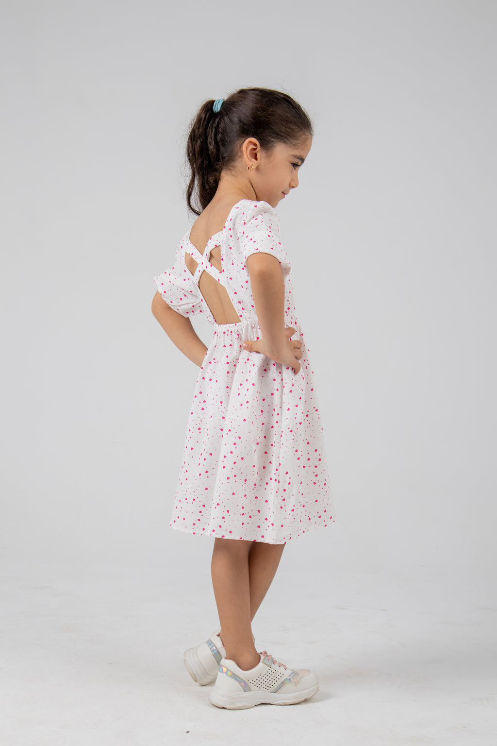 Heart Print Cross-Back Dress