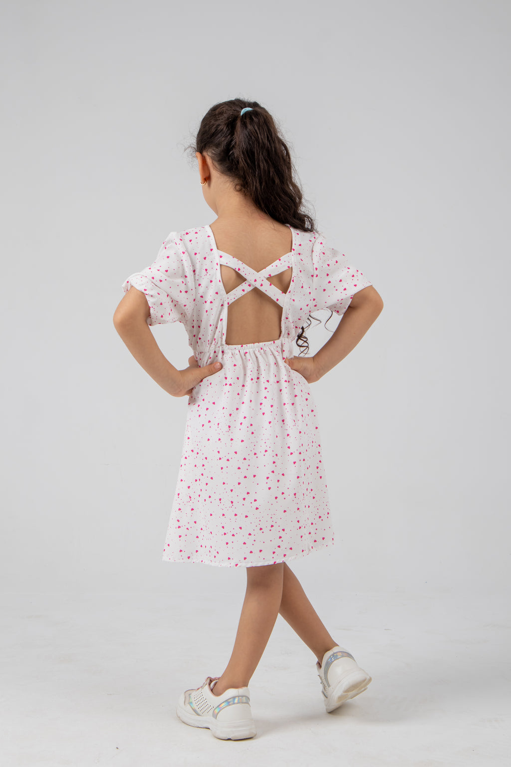 Heart Print Cross-Back Dress
