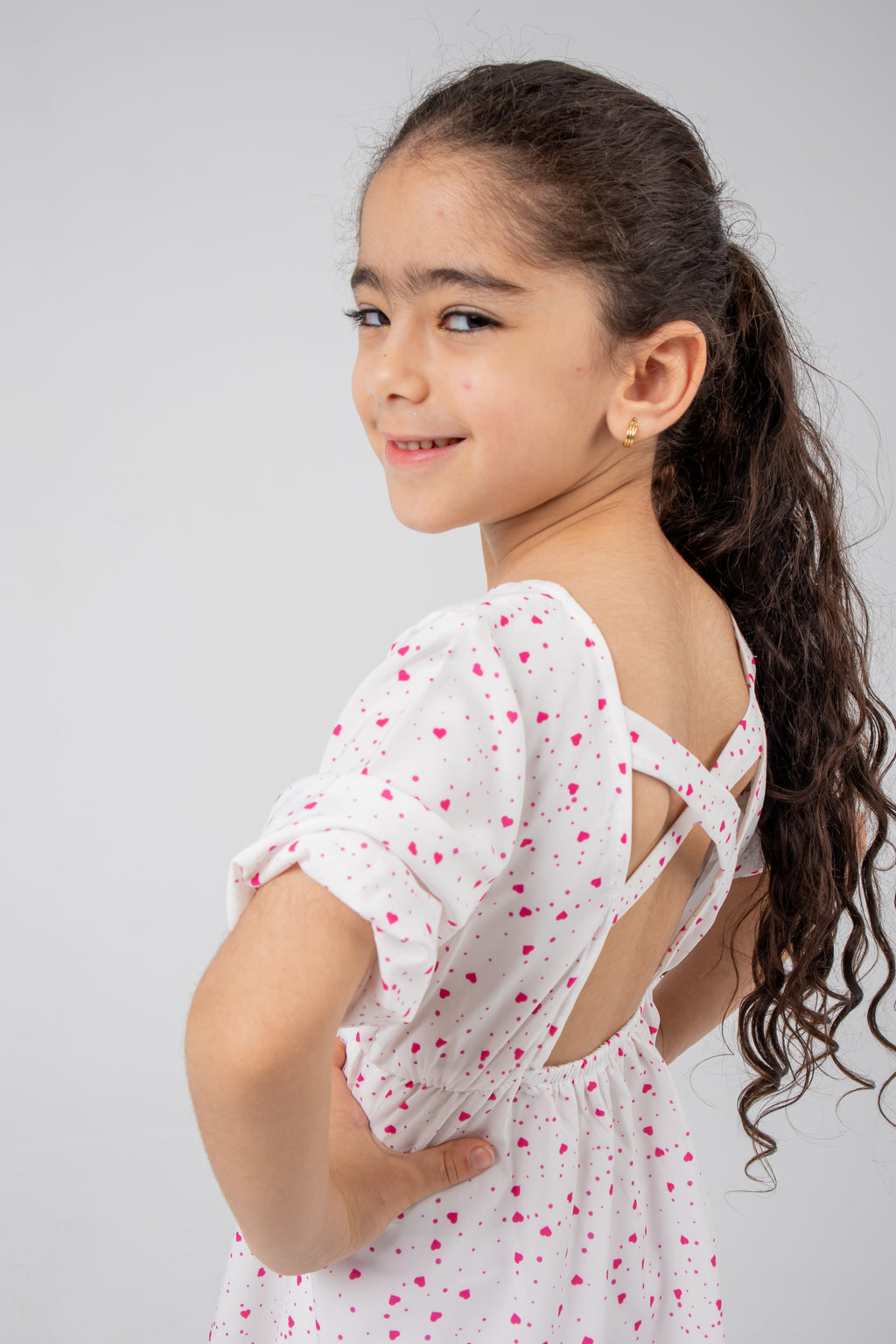 Heart Print Cross-Back Dress
