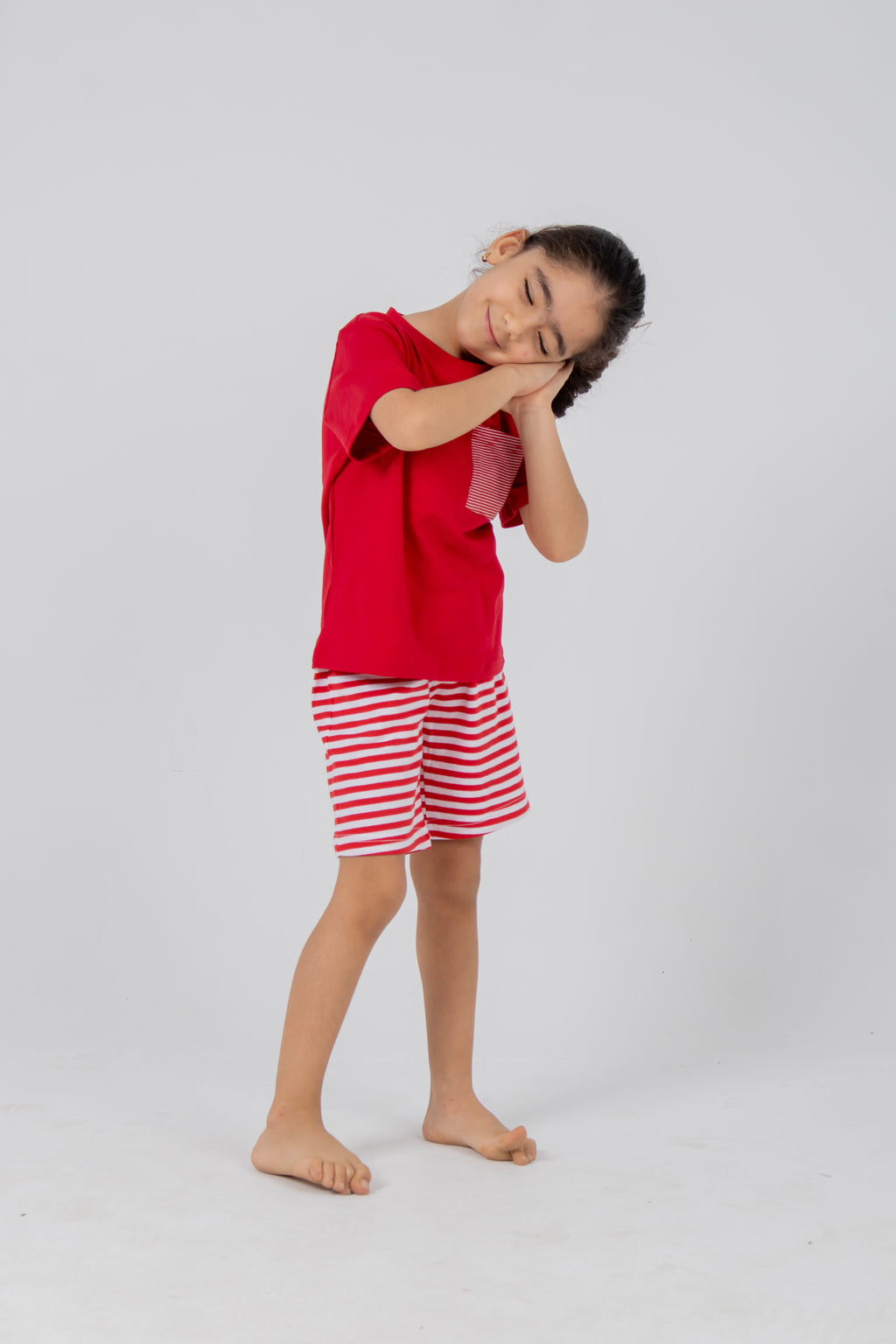 Striped Pajama Set with Pocket Detail