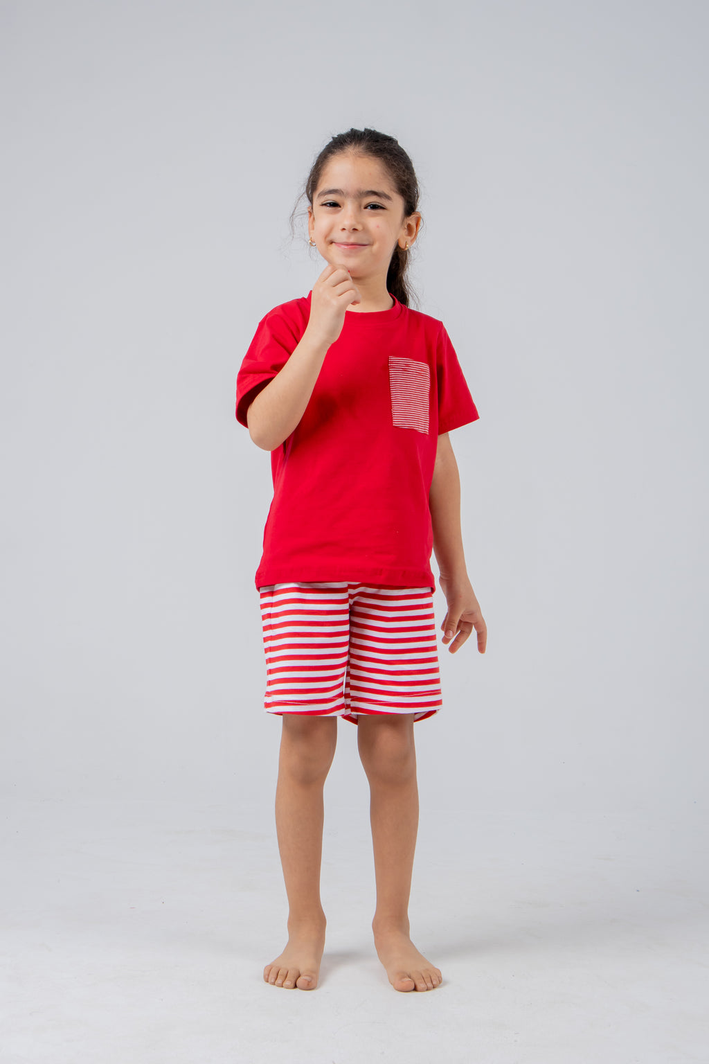 Striped Pajama Set with Pocket Detail
